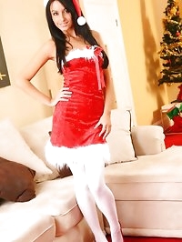 Sarah E makes for a real christmas treat in this minidress..