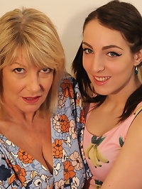 Horny British housewife playing with her lesbian younger..